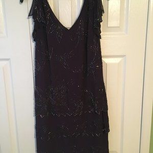 JKARA Beaded Purple Dress with Layer Details - Size 8